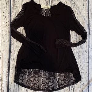 Vintage Havana Black Lace Long Sleeve Small